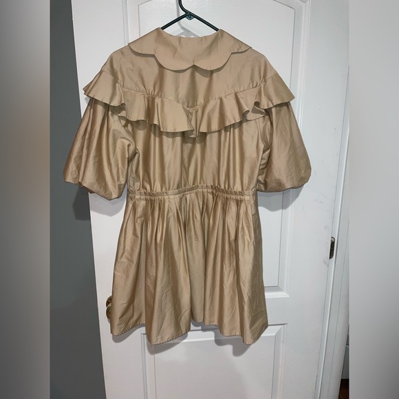 New! FARM Rio Beige Short Puff Sleeve Mini Dress 💛 Large NWOT - Picture 11 of 16